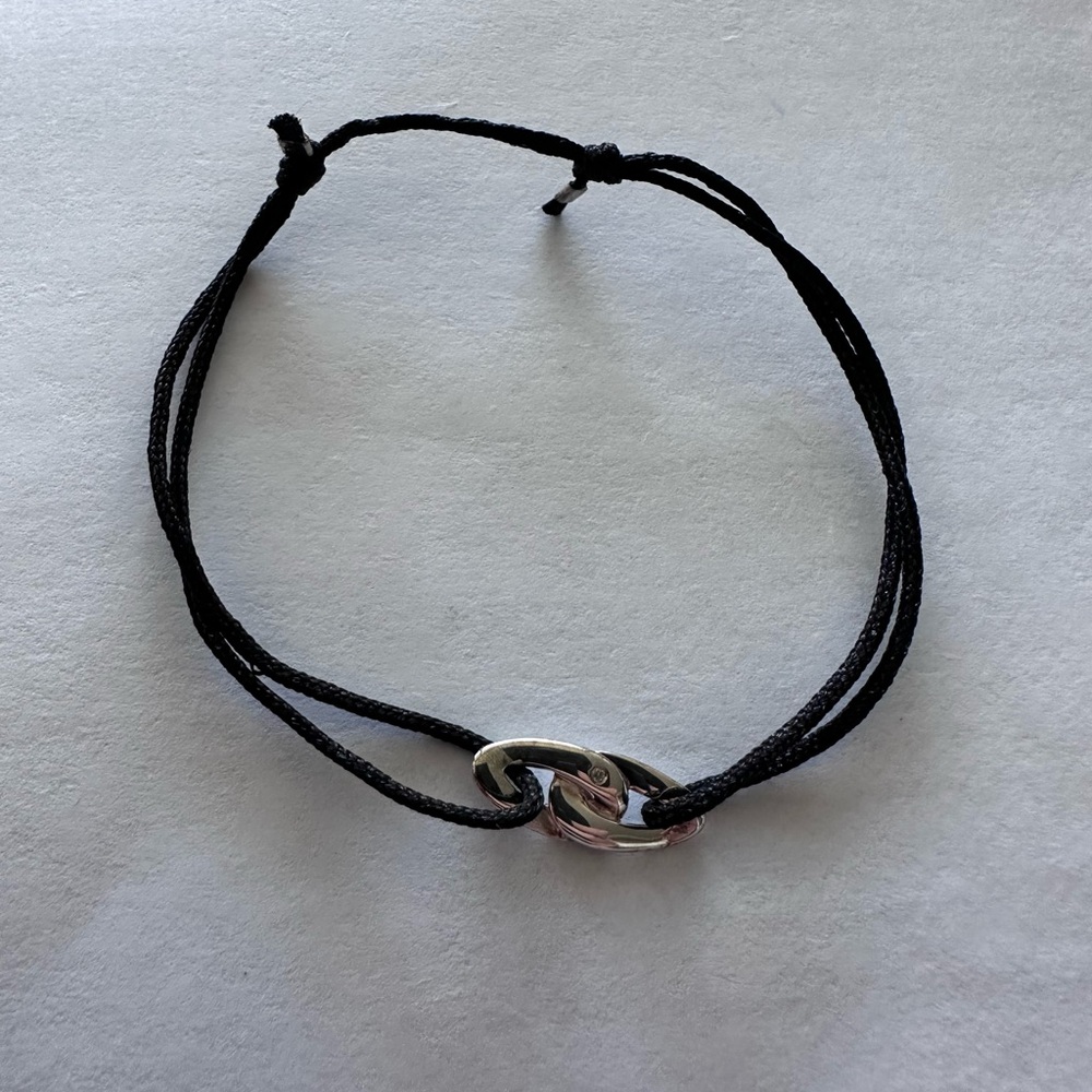 Ippolita Black Silk Chord and Sterling Silver with Diamond Cherish Bracelet